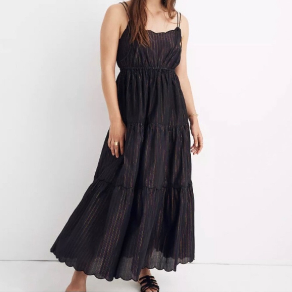 Madewell metallic tiered maxi dress size 8